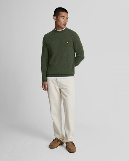 Lyle & Scott Lambswool Blend Mens Crew Neck Jumper - W507 Dark Green Marl