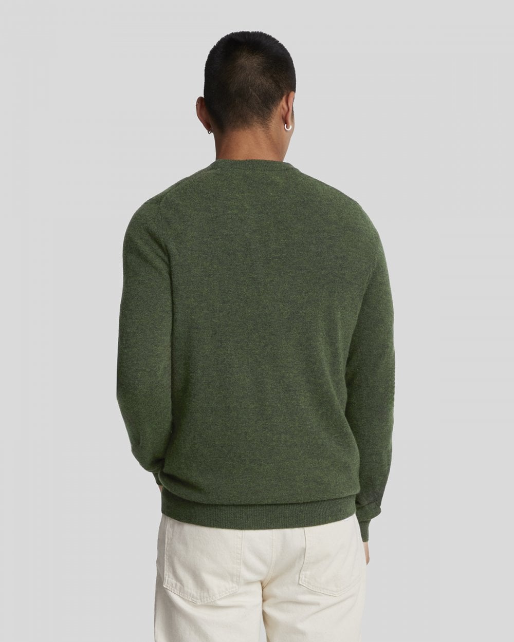 Lyle & Scott Lambswool Blend Mens Crew Neck Jumper - W507 Dark Green Marl