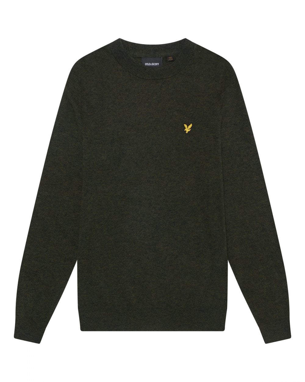 Lyle & Scott Lambswool Blend Mens Crew Neck Jumper - W507 Dark Green Marl