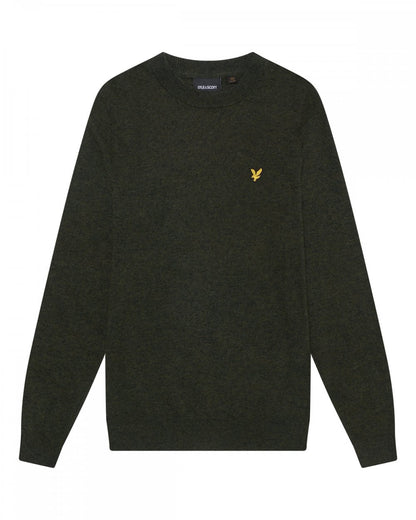 Lyle & Scott Lambswool Blend Mens Crew Neck Jumper - W507 Dark Green Marl