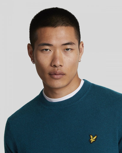 Lyle & Scott Lambswool Blend Mens Crew Neck Jumper - X323 Apres Navy Marl