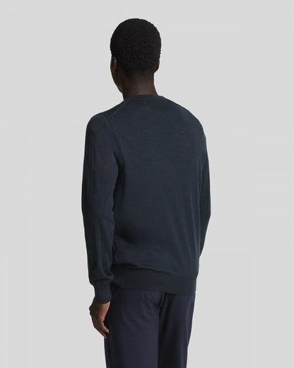 Lyle & Scott Tonal Eagle Merino Mens Crew Neck Jumper - Z271 Dark Navy