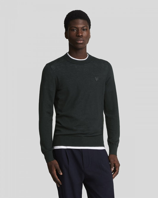 Lyle & Scott Tonal Eagle Merino Mens Crew Neck Jumper - Z865 Jet Black