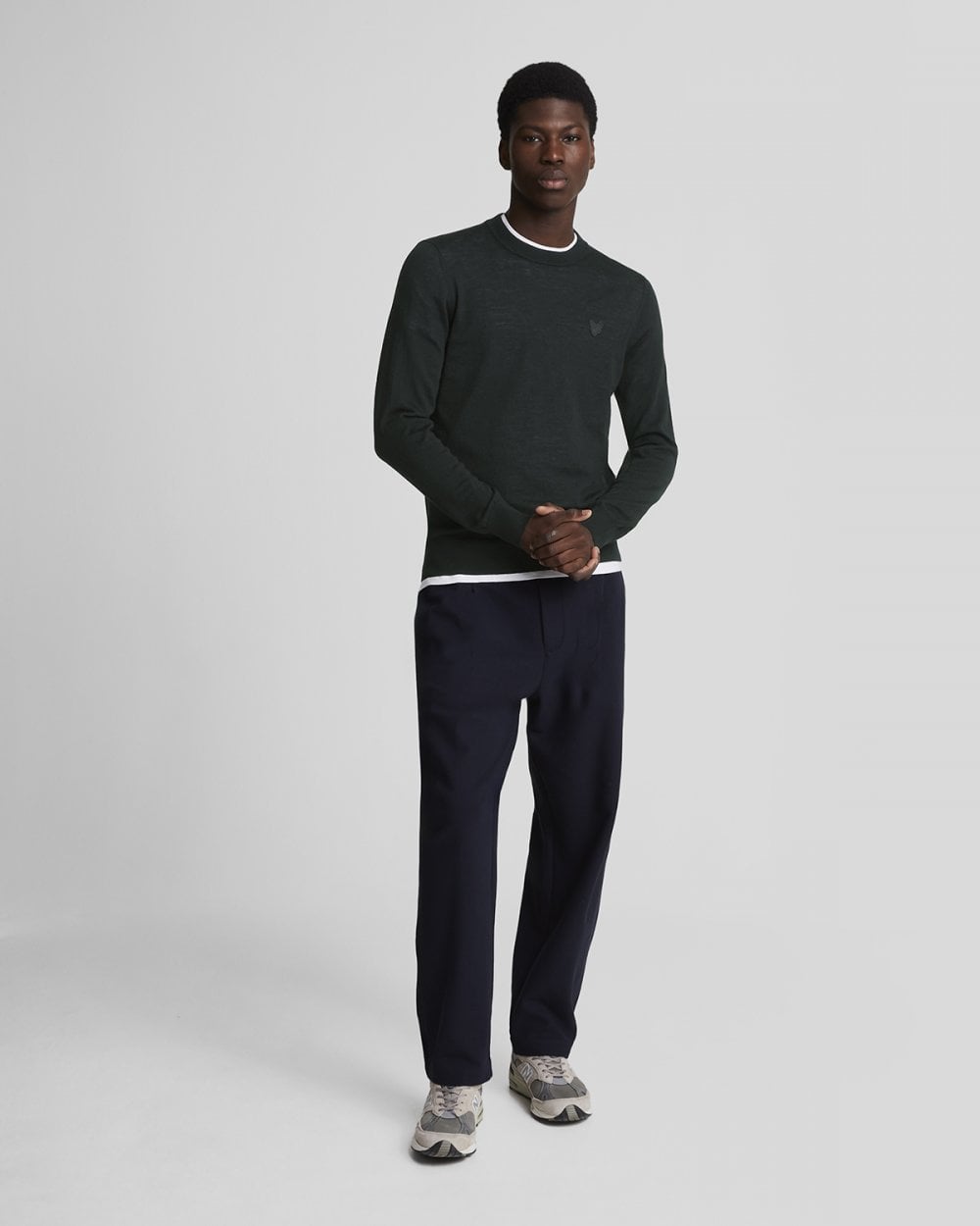Lyle & Scott Tonal Eagle Merino Mens Crew Neck Jumper - Z865 Jet Black