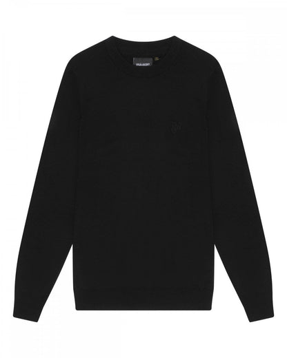 Lyle & Scott Tonal Eagle Merino Mens Crew Neck Jumper - Z865 Jet Black
