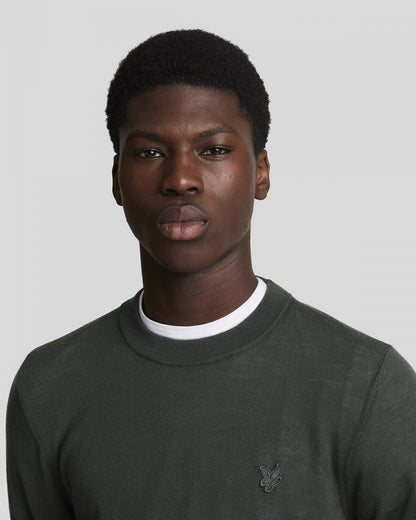 Lyle & Scott Tonal Eagle Merino Mens Crew Neck Jumper - W635 Gunmetal