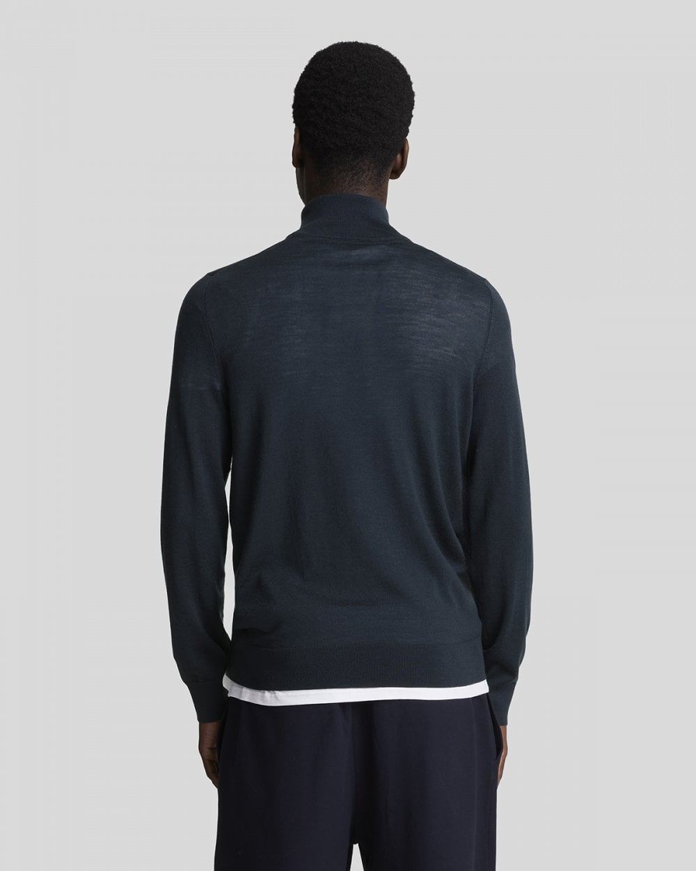 Lyle & Scott Tonal Eagle Merino Mens Quarter-Zip Jumper - Z271 Dark Navy