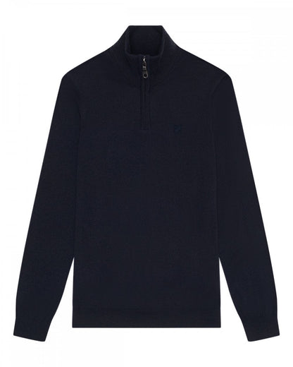 Lyle & Scott Tonal Eagle Merino Mens Quarter-Zip Jumper - Z271 Dark Navy