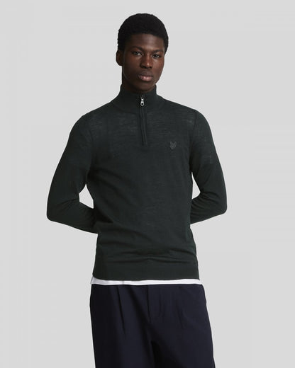 Lyle & Scott Tonal Eagle Merino Mens Quarter-Zip Jumper - Z865 Jet Black