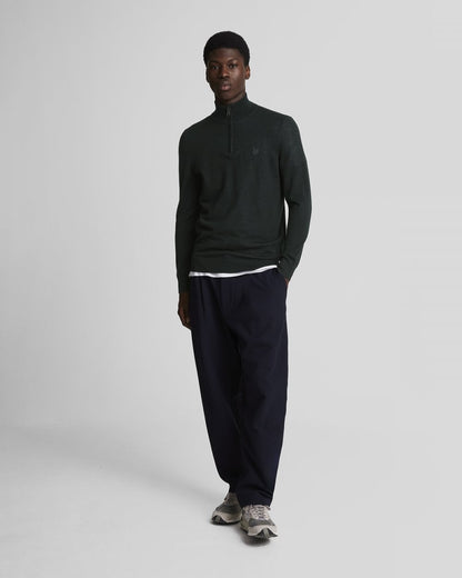 Lyle & Scott Tonal Eagle Merino Mens Quarter-Zip Jumper - Z865 Jet Black
