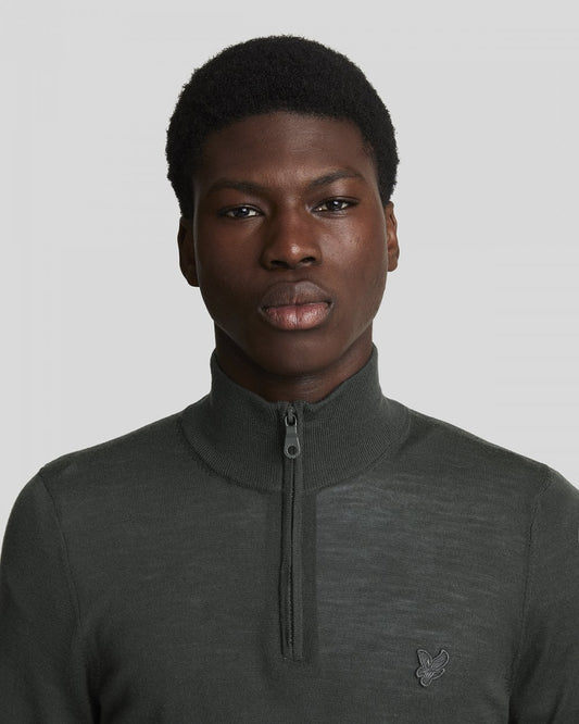 Lyle & Scott Tonal Eagle Merino Mens Quarter-Zip Jumper - W635 Gunmetal