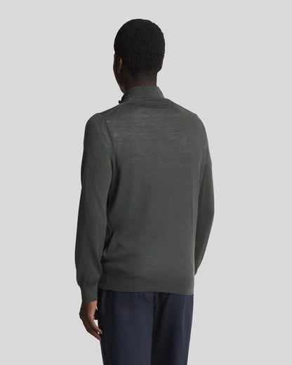 Lyle & Scott Tonal Eagle Merino Mens Quarter-Zip Jumper - W635 Gunmetal