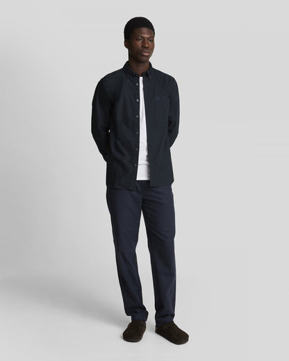 Lyle & Scott Tonal Eagle Mens Plain Oxford Shirt - Z271 Dark Navy