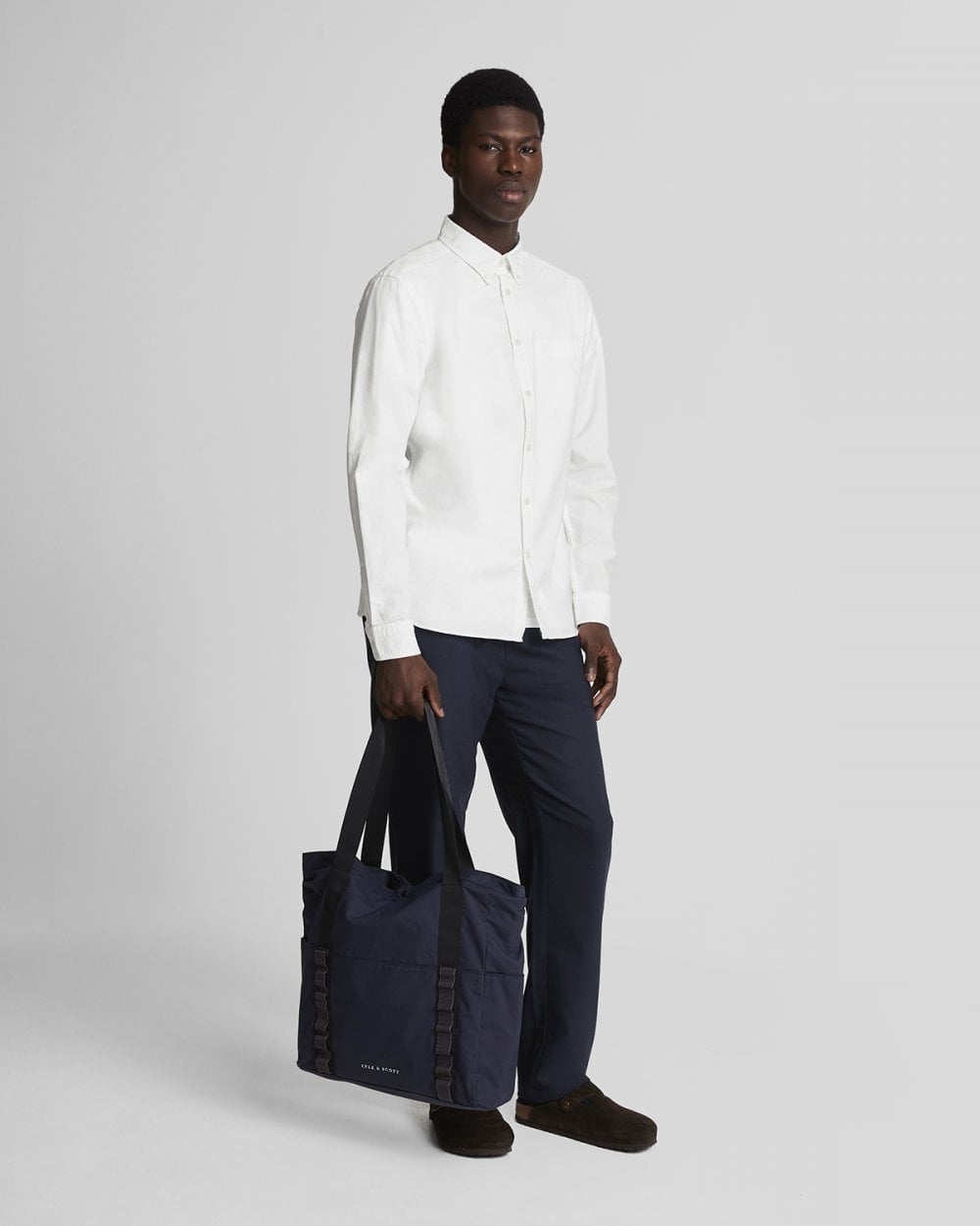 Lyle & Scott Tonal Eagle Mens Plain Oxford Shirt - 626 White