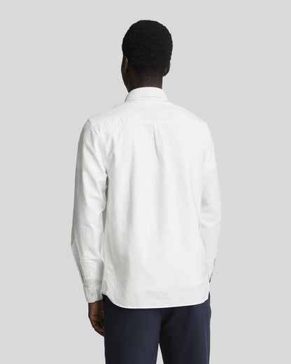 Lyle & Scott Tonal Eagle Mens Plain Oxford Shirt - 626 White