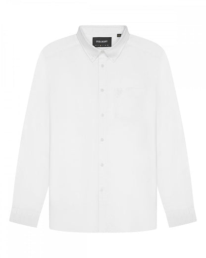 Lyle & Scott Tonal Eagle Mens Plain Oxford Shirt - 626 White