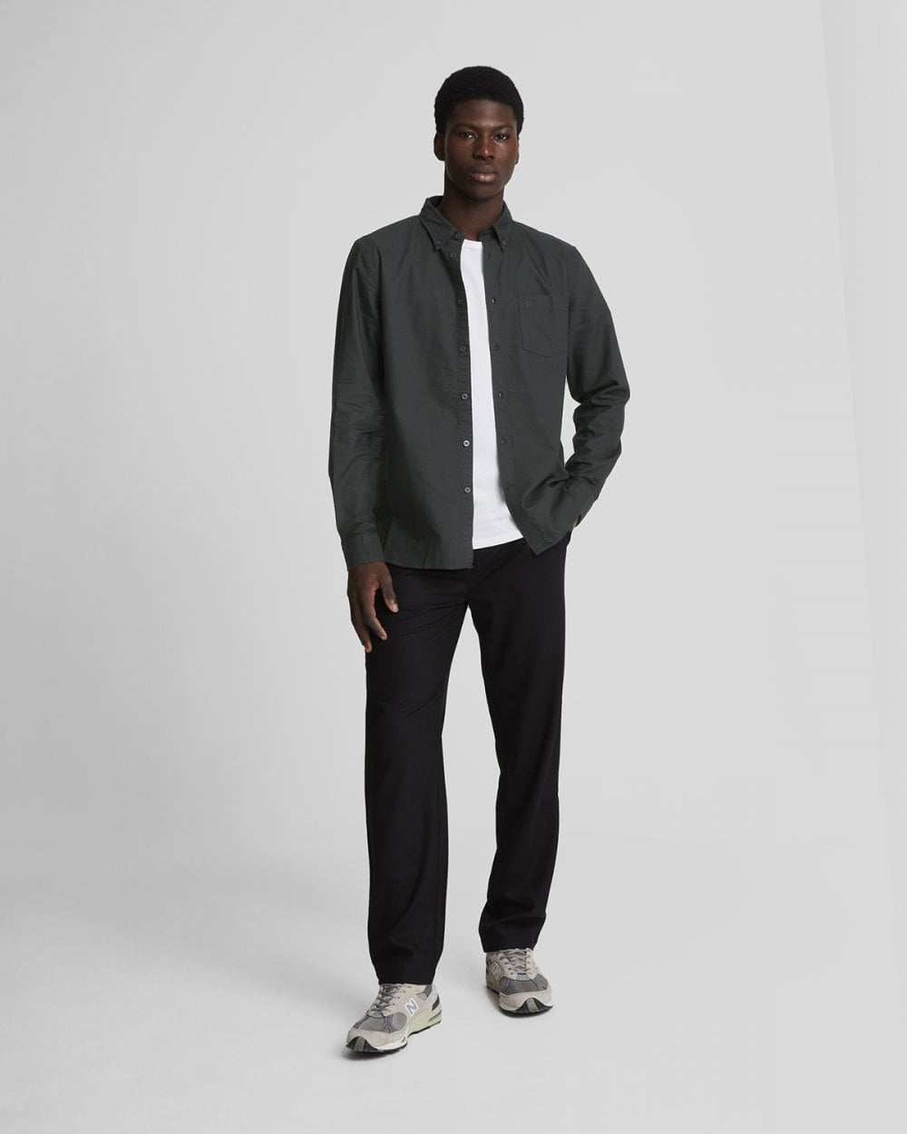 Lyle & Scott Tonal Eagle Mens Plain Oxford Shirt - Z865 Jet Black