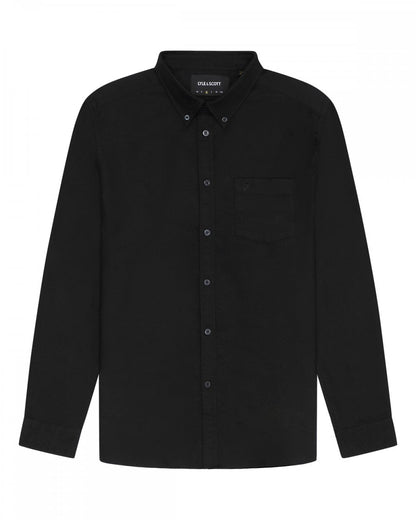 Lyle & Scott Tonal Eagle Mens Plain Oxford Shirt - Z865 Jet Black