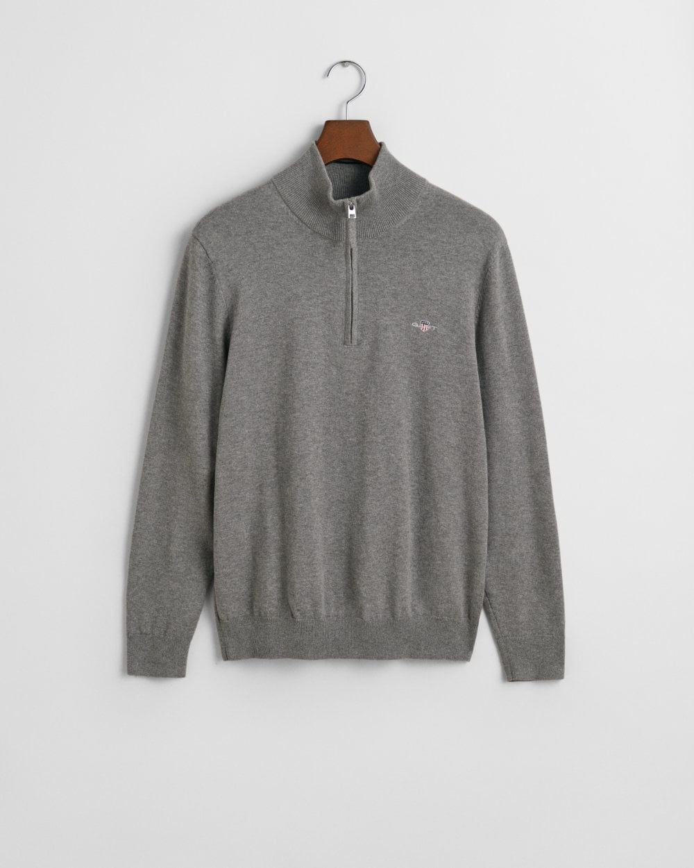 GANT Mens Classic Cotton Half Zip Jumper - 92 Dark Grey Melange