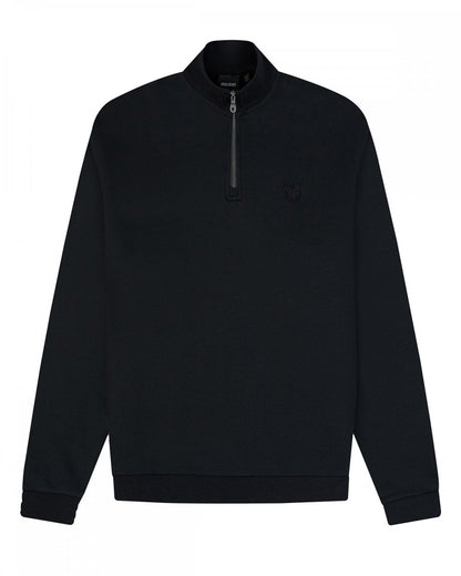 Lyle & Scott Tonal Eagle Mens Quarter Zip Sweatshirt - Z865 Jet Black
