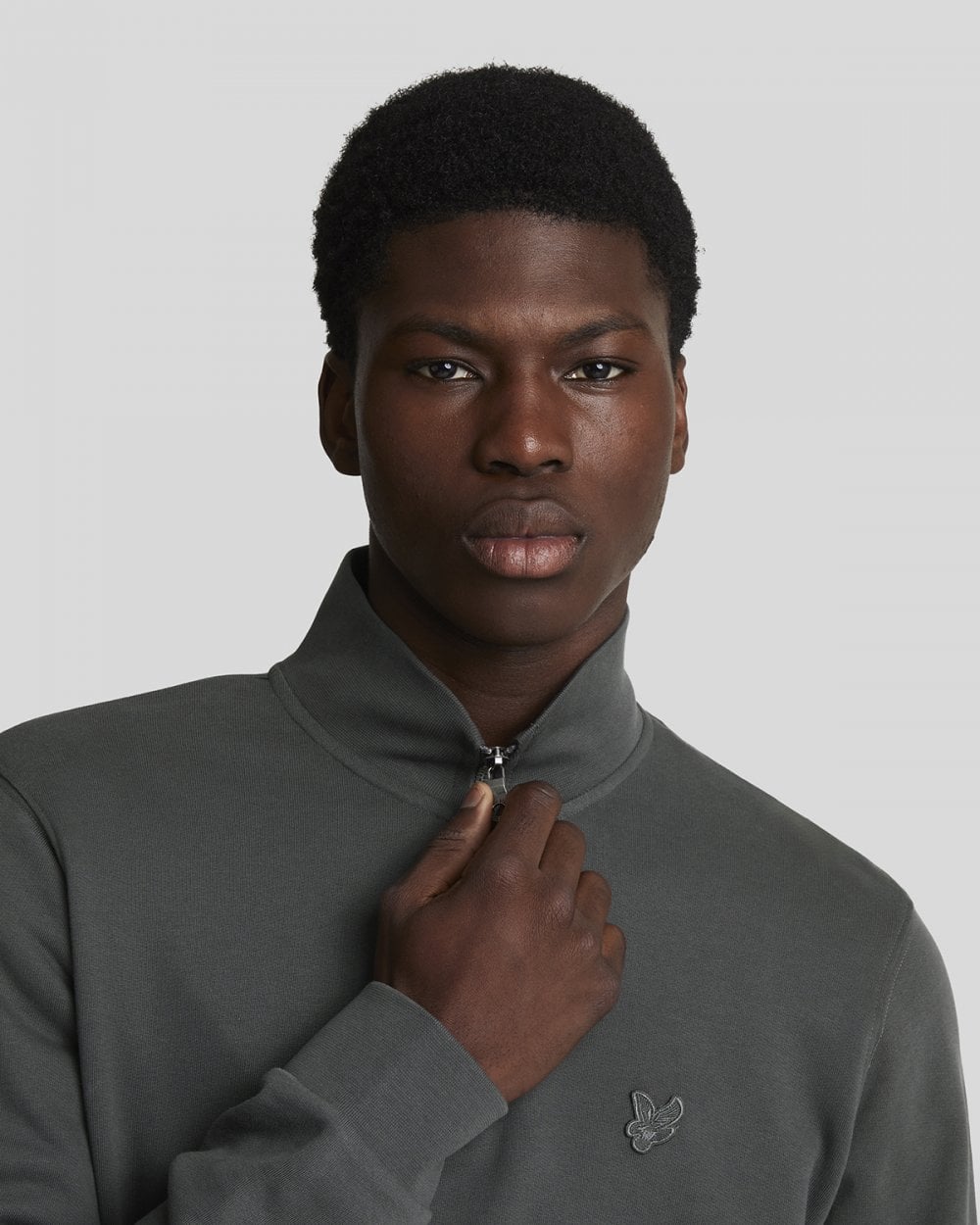 Lyle & Scott Tonal Eagle Mens Quarter Zip Sweatshirt - W635 Gunmetal