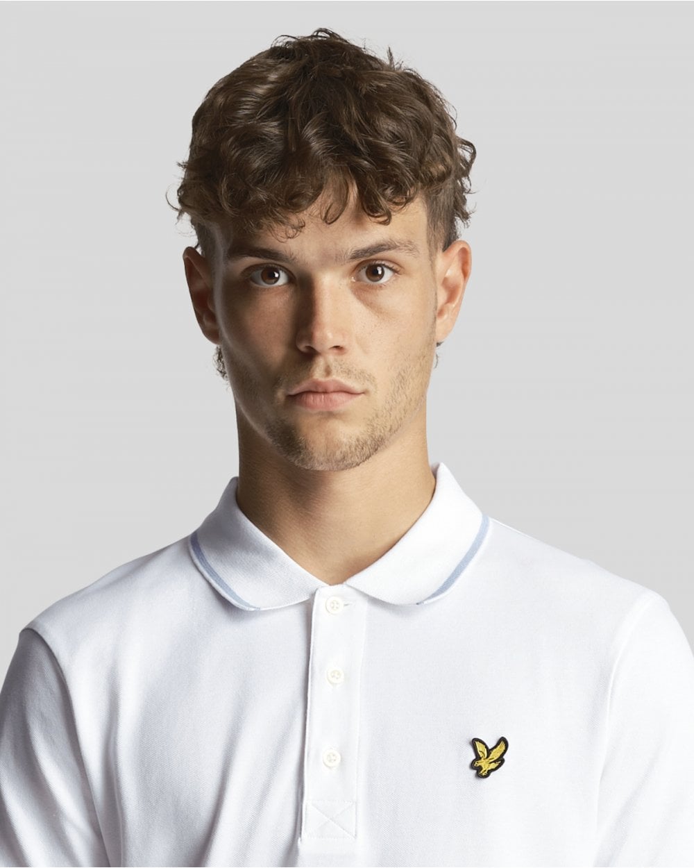 Lyle & Scott Tipped Mens Polo Shirt SP1524VOG - W533 White/ Light Blue