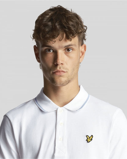 Lyle & Scott Tipped Mens Polo Shirt SP1524VOG - W533 White/ Light Blue