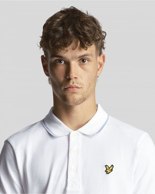Lyle & Scott Tipped Mens Polo Shirt SP1524VOG - W533 White/ Light Blue