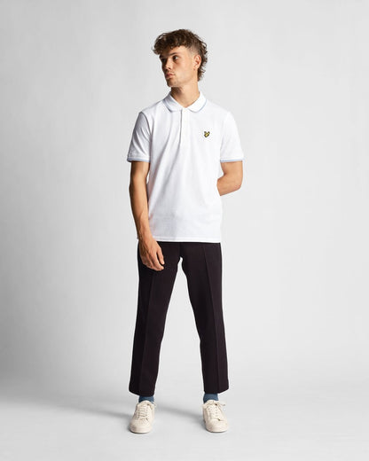 Lyle & Scott Tipped Mens Polo Shirt SP1524VOG - W533 White/ Light Blue