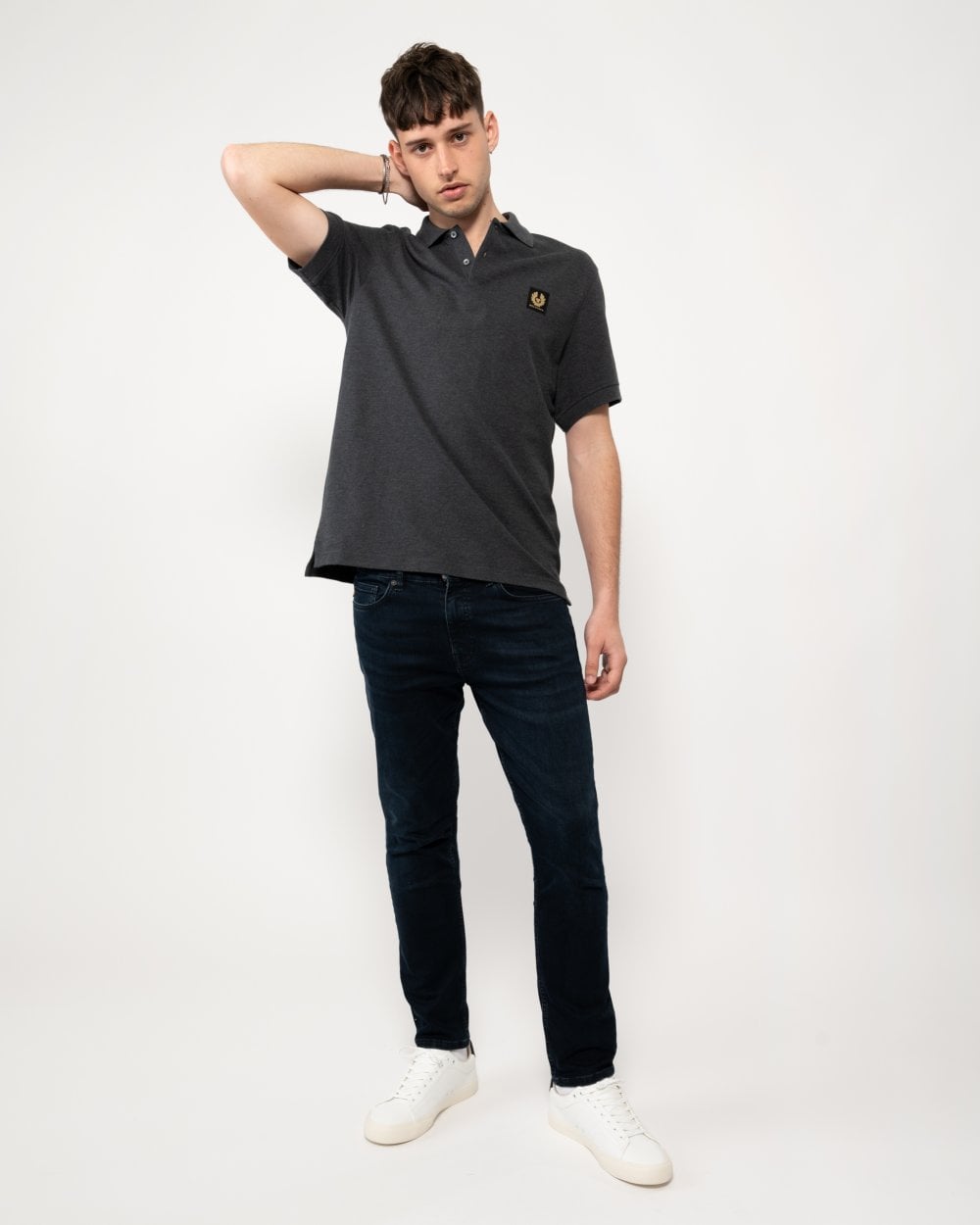 Belstaff Short Sleeved Mens Polo - Charcoal Heather