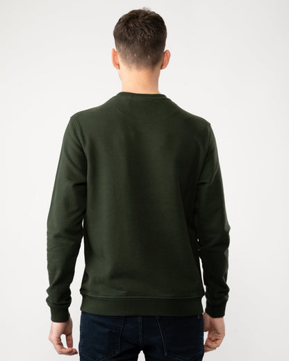 Belstaff Mens Crew Neck Sweatshirt With Logo Patch - Tile Green