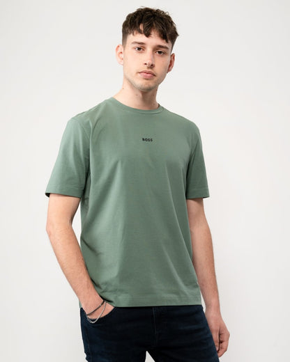 BOSS Orange TChup Mens Crew Neck Small Logo T-Shirt - Open Green 341