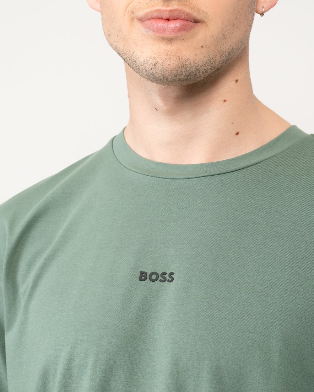 BOSS Orange TChup Mens Crew Neck Small Logo T-Shirt - Open Green 341