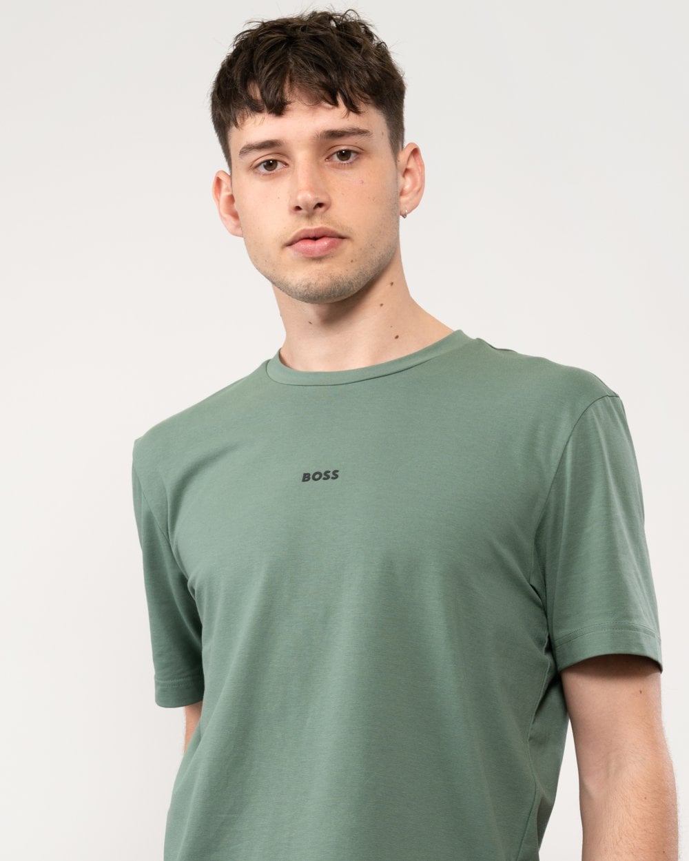 BOSS Orange TChup Mens Crew Neck Small Logo T-Shirt - Open Green 341