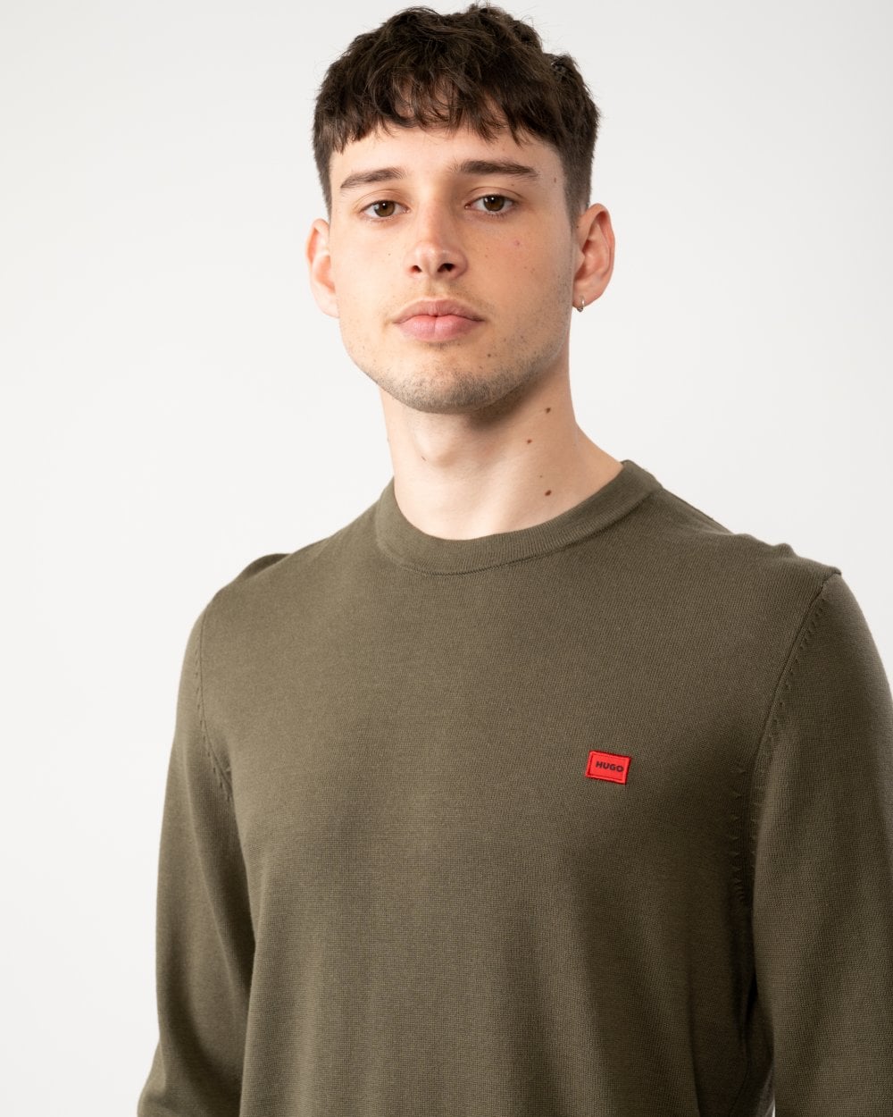 HUGO San Cassius Mens Crew Neck Sweater - Dark Beige 257