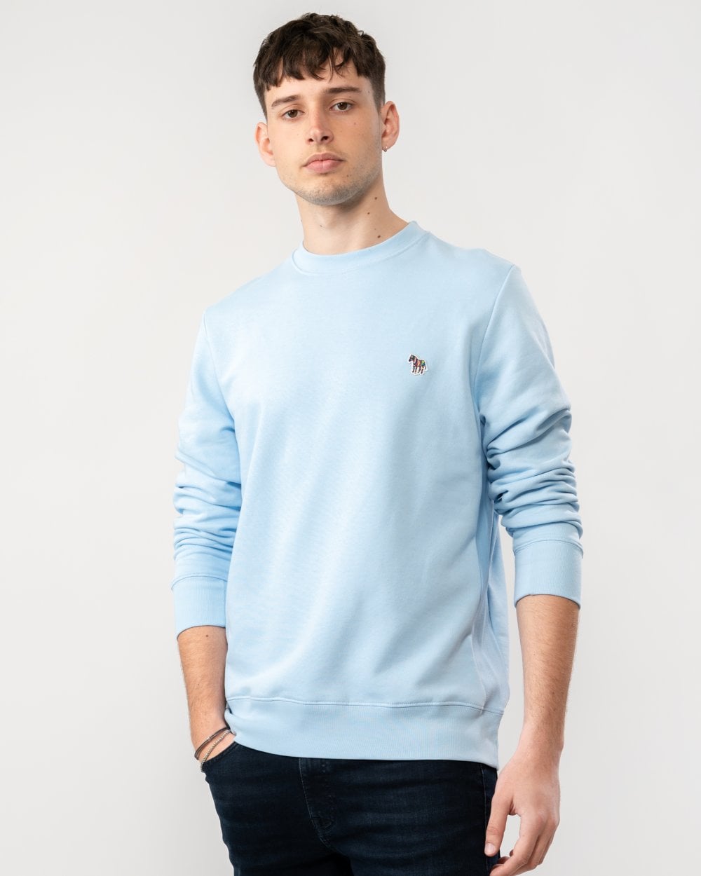 PS Paul Smith Mens Regular Fit Sports Stripe Zebra Sweatshirt - 41E Blue - CHO - Designer Mens Sweatshirts & Hoodies