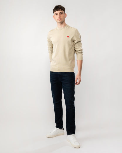 HUGO San Cassius Mens Crew Neck Sweater - Open Beige 281