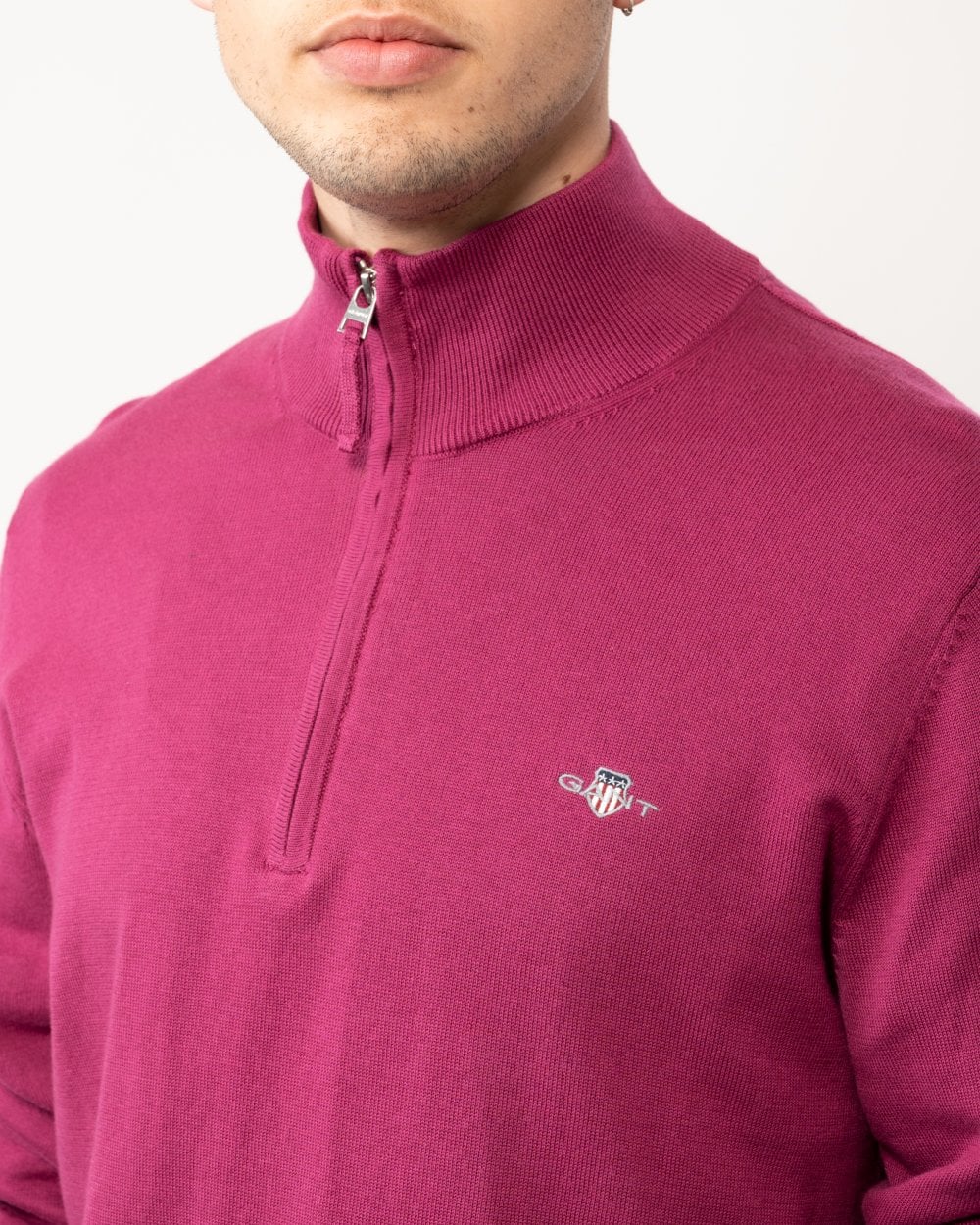 GANT Mens Classic Cotton Half Zip Jumper - 550 Beautyberry Purple