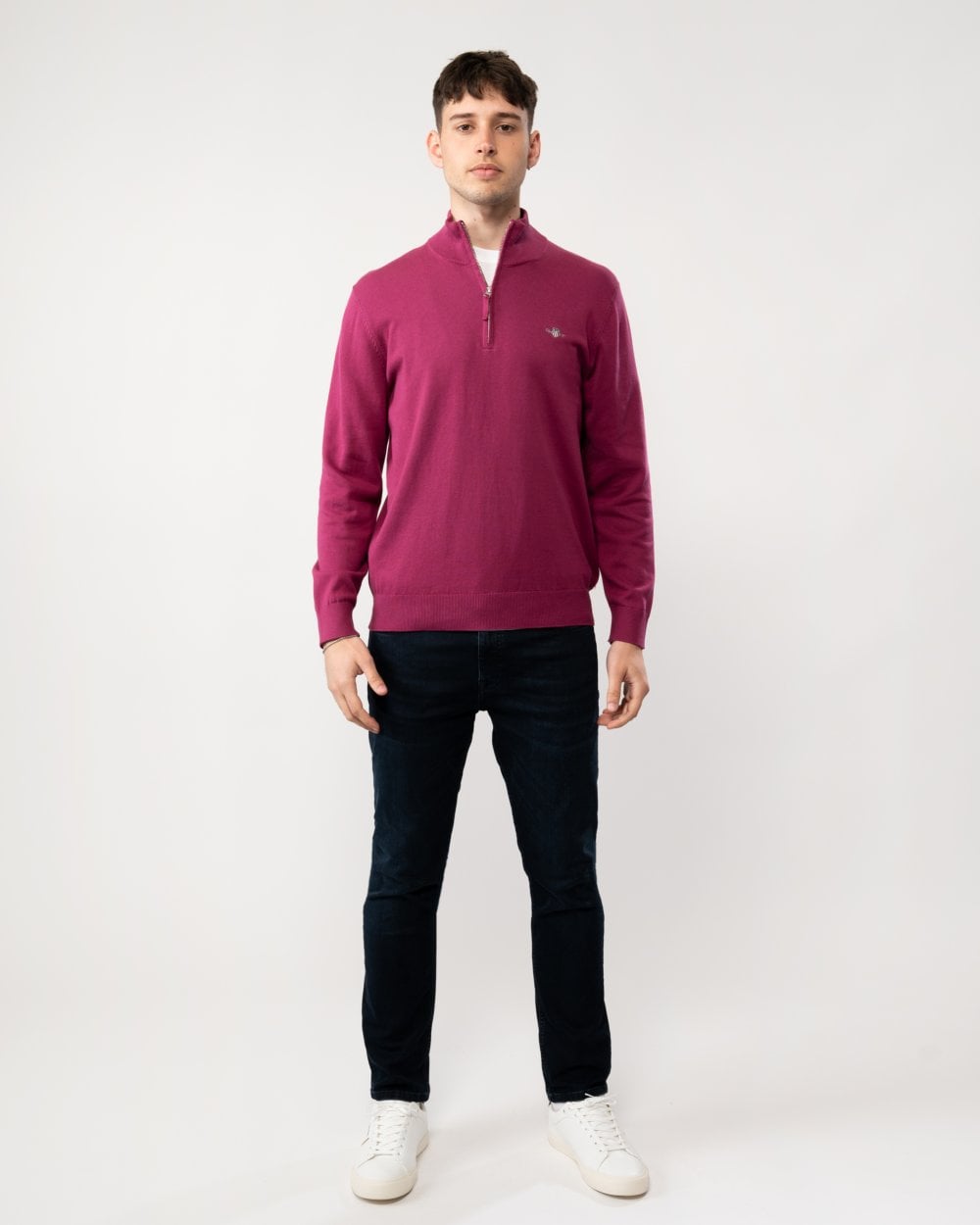GANT Mens Classic Cotton Half Zip Jumper - 550 Beautyberry Purple