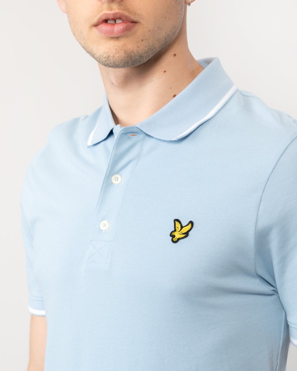Lyle & Scott Tipped Mens Polo Shirt SP1524VOG - W490 Light Blue/White