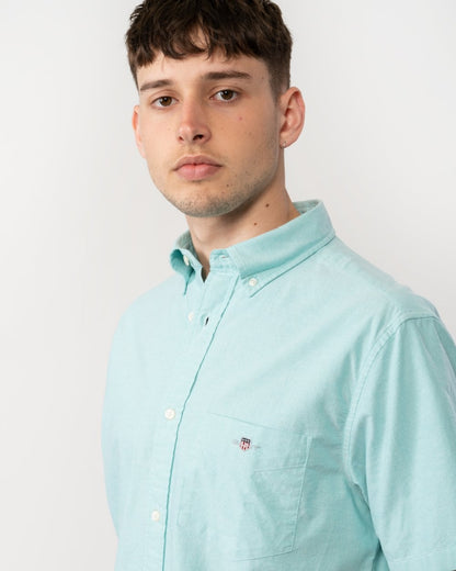 GANT Mens Regular Fit Short Sleeve Oxford Shirt - 364 Lagoon Blue