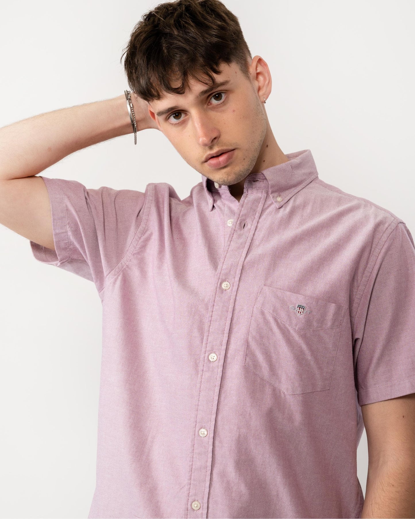 GANT Mens Regular Fit Short Sleeve Oxford Shirt - 550 Beautyberry Purple