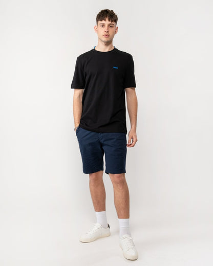 BOSS Green Taddy Mens Cotton Piqué T-Shirt with Oxford-Jacquard Back Collar - Black 006
