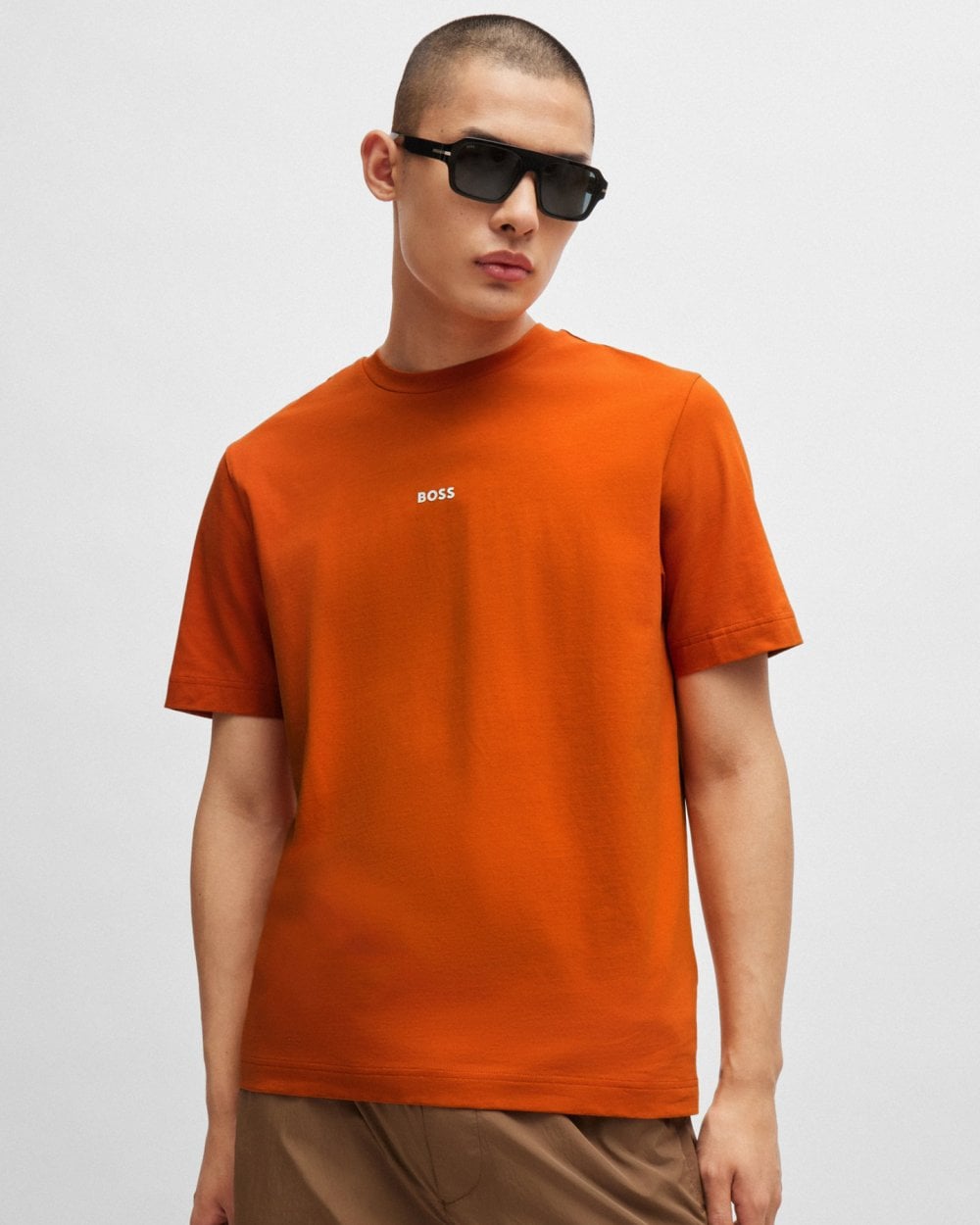 BOSS Orange TChup Mens Crew Neck Small Logo T-Shirt - Open Orange 840
