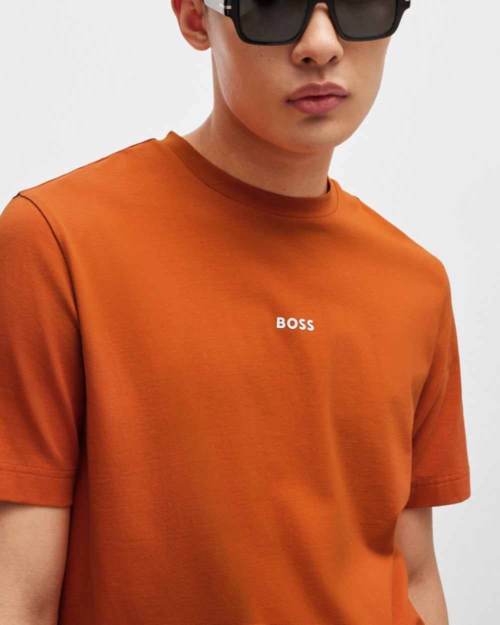 BOSS Orange TChup Mens Crew Neck Small Logo T-Shirt - Open Orange 840