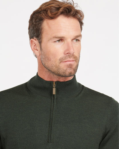 Barbour Gamlin Mens Half Zip Jumper - Olive