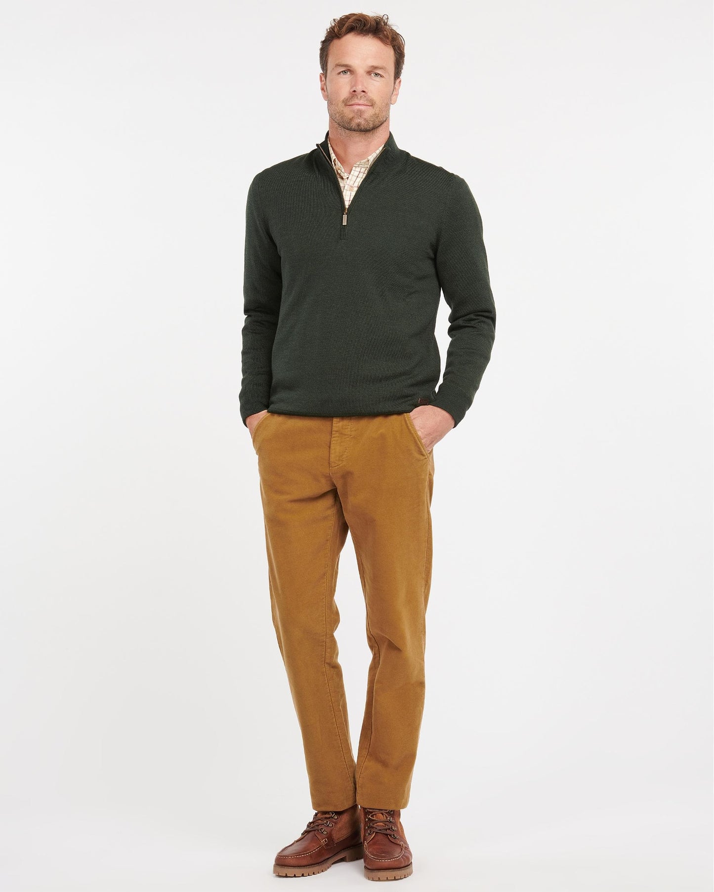 Barbour Gamlin Mens Half Zip Jumper - Olive
