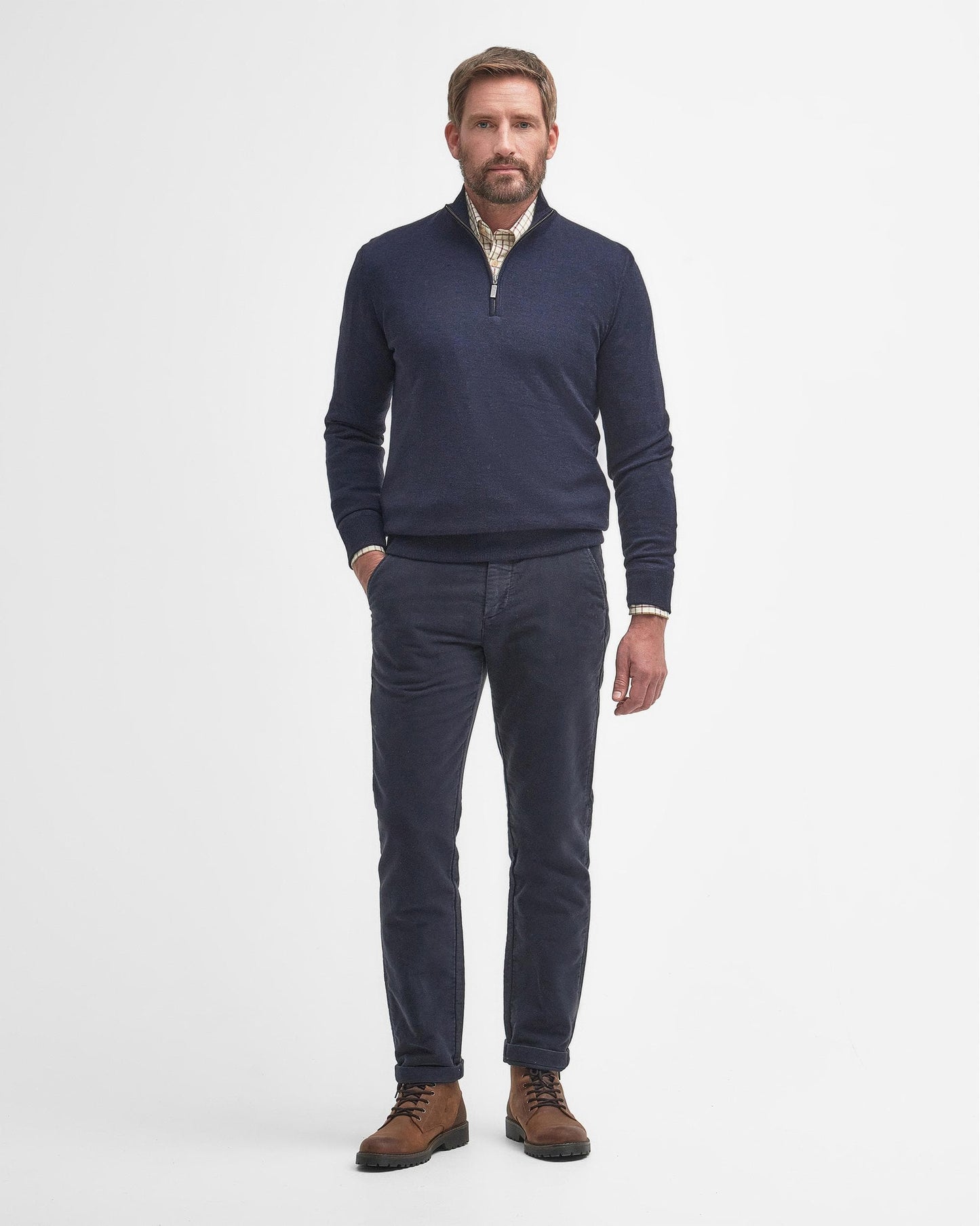 Barbour Gamlin Mens Half Zip Jumper - Navy