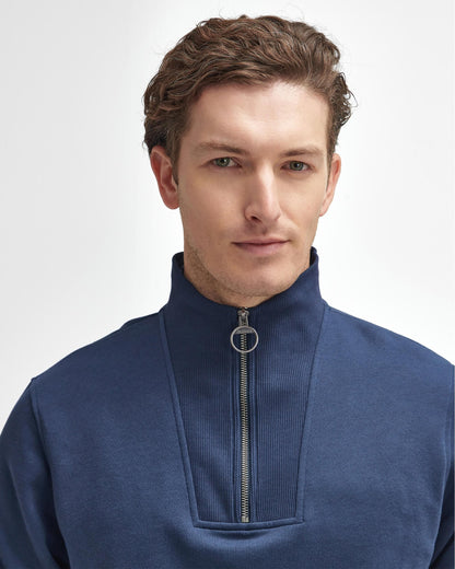 Barbour Nelson Mens Half Zip Sweatshirt - Navy