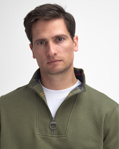 Barbour Nelson Mens Half Zip Sweatshirt - Ivy Green